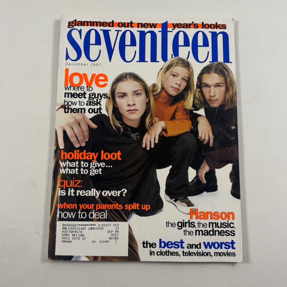 Seventeen Magazine December 1997 Hanson Cover Vintage 90s Teen Fashion Pop